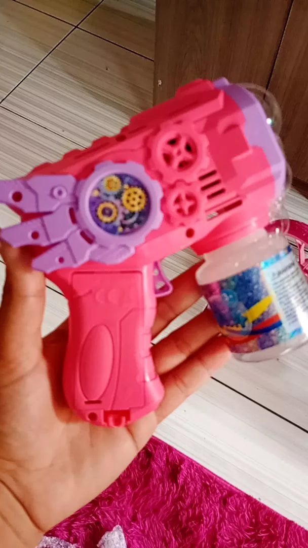 Brinquedo Lança Bolhas De Sabão Automática com Luz - Rosa