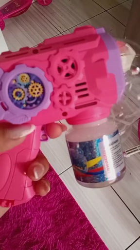 Brinquedo Lança Bolhas De Sabão Automática com Luz - Rosa